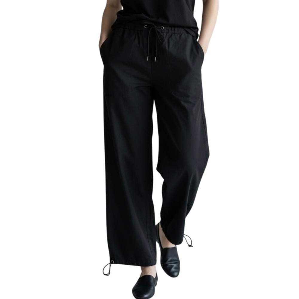 Loft Womens Black Cinch Ankle Pants Size 6 Cotton Nylon Adjustable Hem